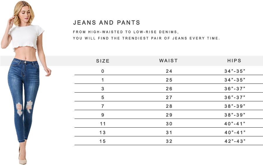 Small Jeans Size Chart