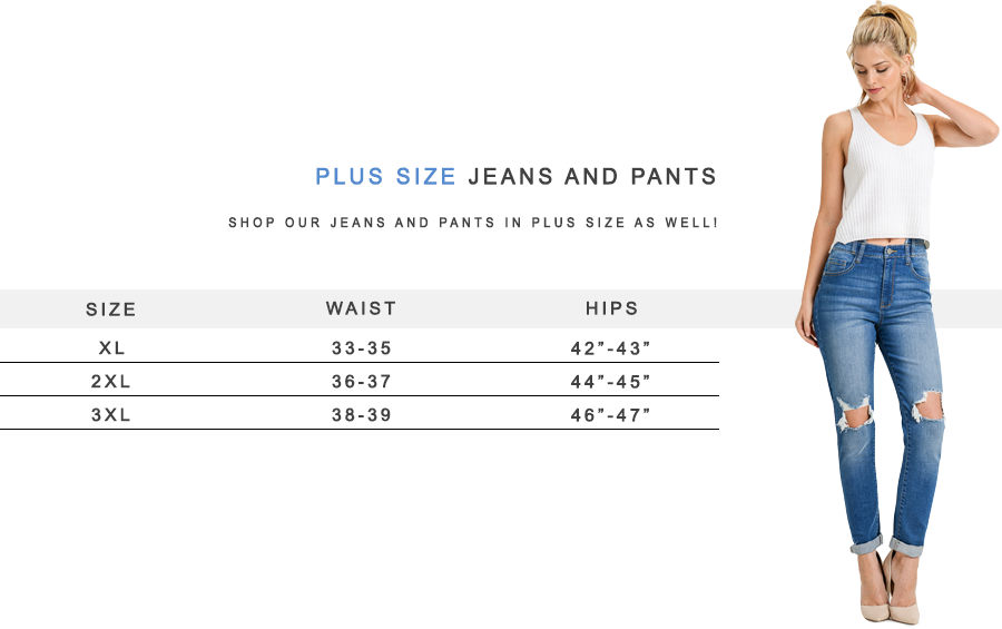 Plus Size Jeans Chart